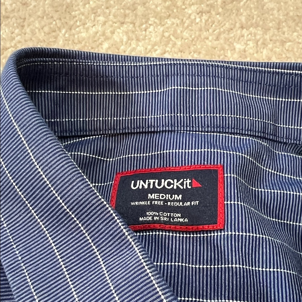 UNTUCKIT Medium Blue Grid Check Regular Fit Wrinkle Free Button Down‎ Shirt - Picture 2 of 5